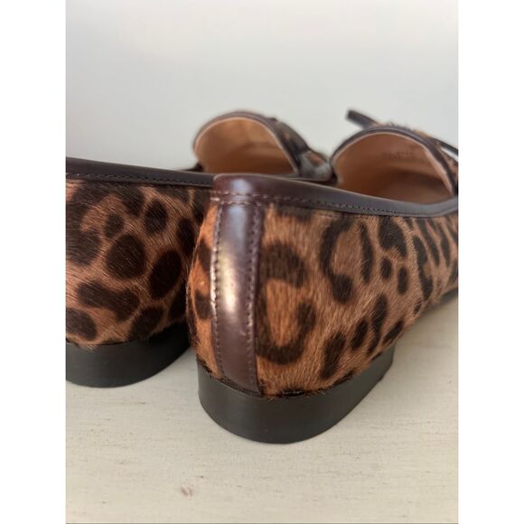 J Crew Academy Calf Hair Leather Loafers leopard - sz 5 - Picture 3 of 9